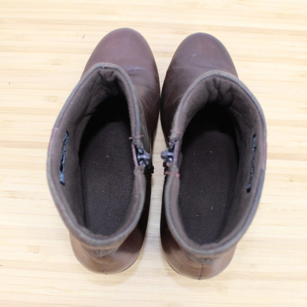 Clarks Brown Side Zip Buckle Bendables Leather Boots Size 9 M - Picture 8 of 9